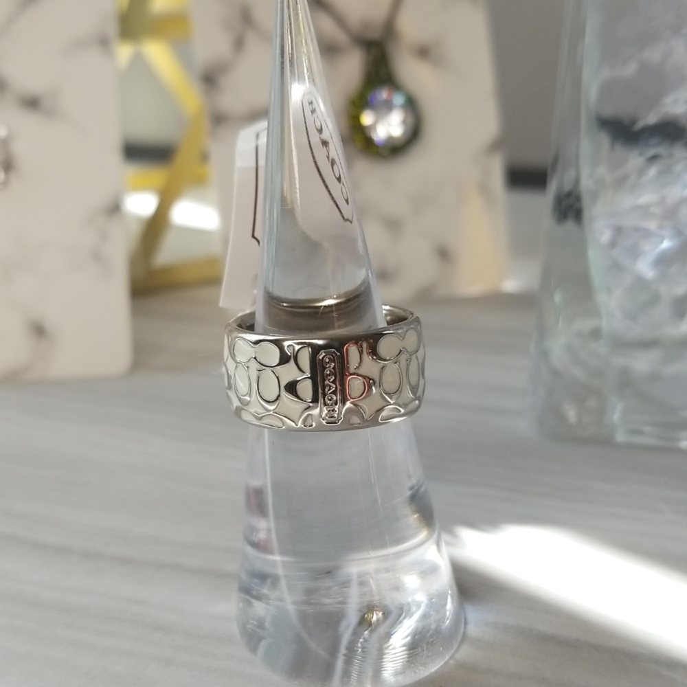 Coach Silver Ring with Signature Pattern